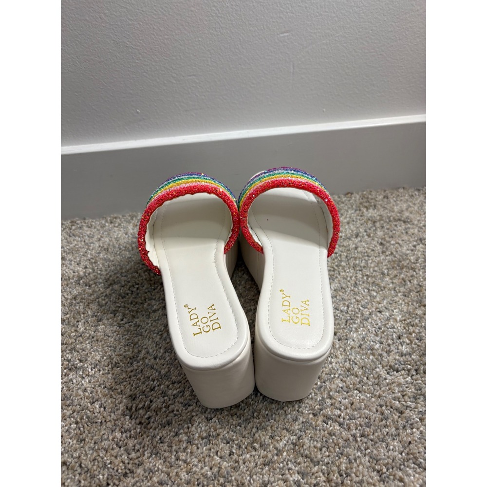 New Lady Go Diva Rainbow Platform Sandals – White – Size 5.5 - Picture 5 of 9